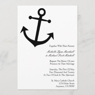 Invitations de mariage pour Ancres nautiques (Noir