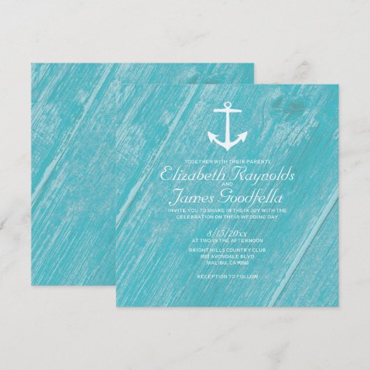 Invitations de mariage pour Ancres rustiques (Devant / Derrière)