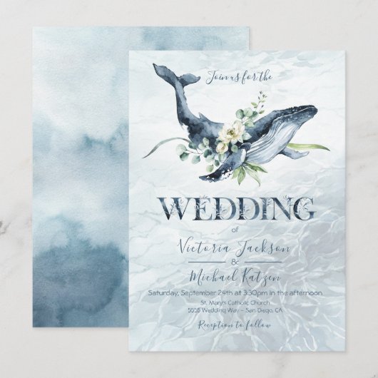 Invitations de mariage pour baleines tropicales (Devant / Derrière)