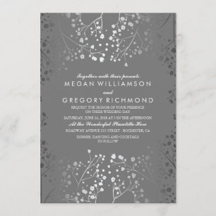 Invitations de mariage pour bébé argent et gris