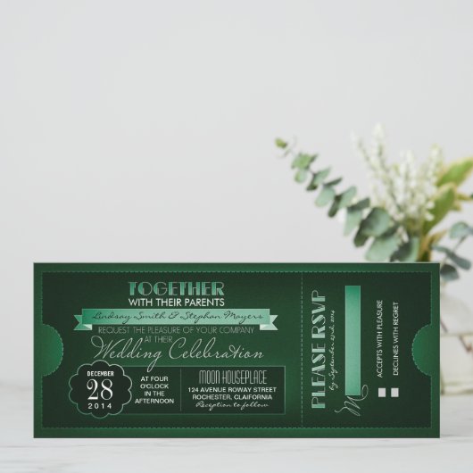 Invitations de mariage pour billets vintages (Debout devant)