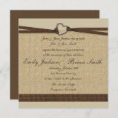 Invitations de mariage pour carré simple burlap ca (Devant / Derrière)