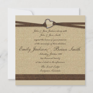 Invitations de mariage pour carré simple burlap ca