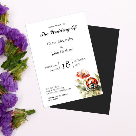 invitations de mariage pour coccinelle aquarelle