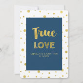 Invitations de mariage pour Confetti Gold Navy Blu (Devant)