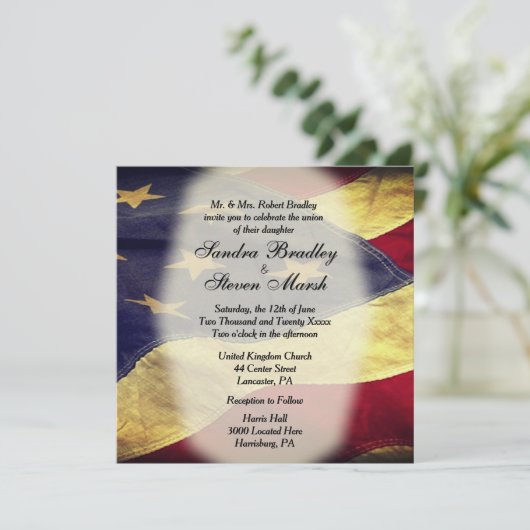 Invitations de mariage pour drapeau américain vint (Debout devant)