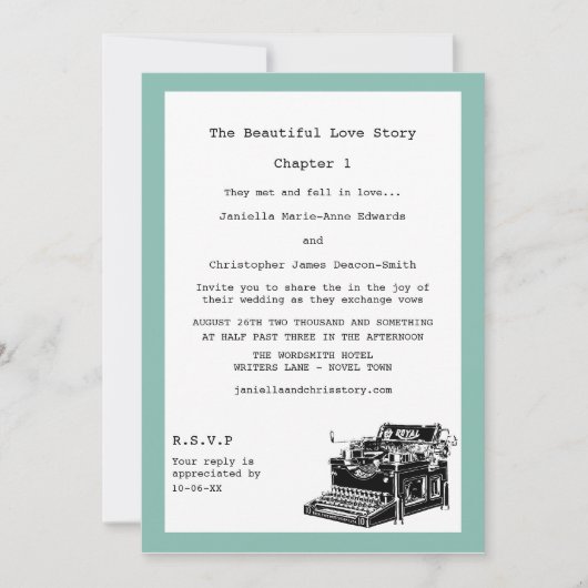 Invitations de mariage pour écrivain Vintage (Devant)