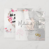 Invitations de mariage pour flyer vert et blanc (Devant / Derrière)