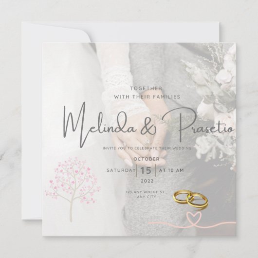 Invitations de mariage pour flyer vert et blanc (Devant)