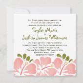 Invitations de mariage pour hibiscus roses (Devant)