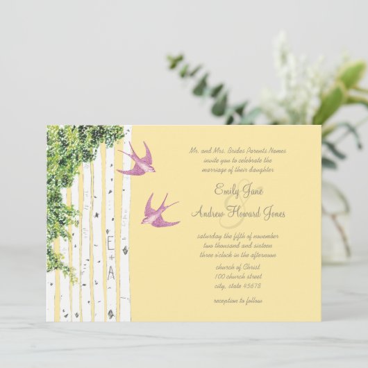 Invitations de mariage pour Inséparable violet Bir (Debout devant)