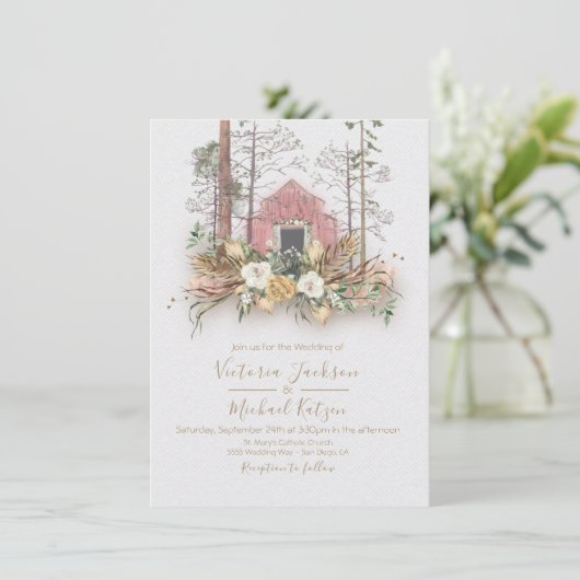 Invitations de mariage pour la forêt de grange de  (Debout devant)
