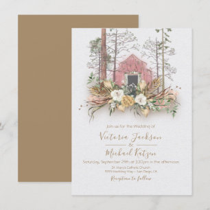 Invitations de mariage pour la forêt de grange de 