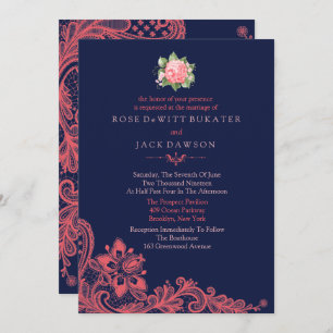 Invitations de mariage pour la marine et le corail