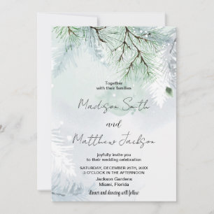 Invitations de mariage pour la neige de pin d'hive