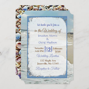 Invitations de mariage pour la plage et les coquil