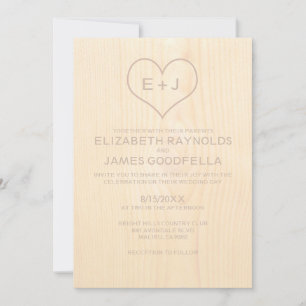 Invitations de mariage pour le grain de bois