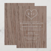 Invitations de mariage pour le grain de bois éléga (Devant / Derrière)