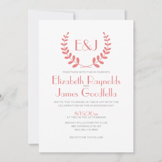Invitations de mariage pour le monogramme corallie (Devant)