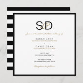 Invitations de mariage pour le monogramme noir et (Devant / Derrière)