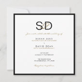 Invitations de mariage pour le monogramme noir et  (Devant)