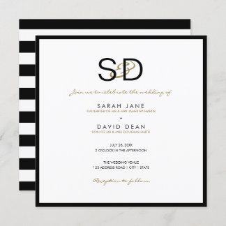 Invitations de mariage pour le monogramme noir et 