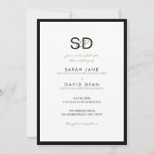 Invitations de mariage pour le monogramme noir et  (Devant)
