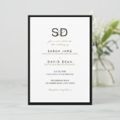 Invitations de mariage pour le monogramme noir et  (Debout devant)