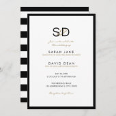 Invitations de mariage pour le monogramme noir et  (Devant / Derrière)