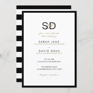 Invitations de mariage pour le monogramme noir et 