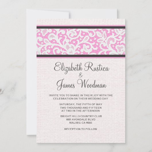 Invitations de mariage pour le noir rose et russe (Devant)