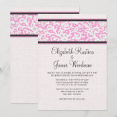 Invitations de mariage pour le noir rose et russe (Devant / Derrière)