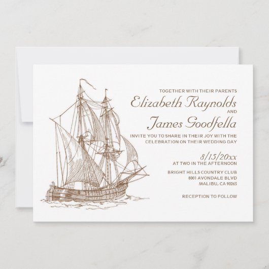 Invitations de mariage pour les anciens bateaux (Devant)