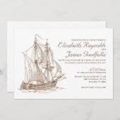 Invitations de mariage pour les anciens bateaux (Devant / Derrière)