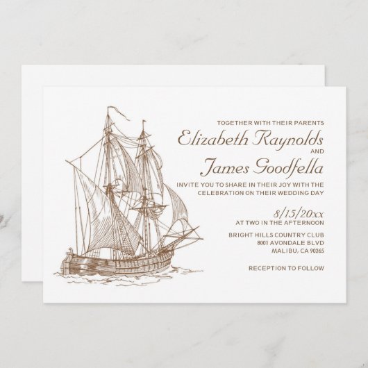 Invitations de mariage pour les anciens bateaux (Devant / Derrière)