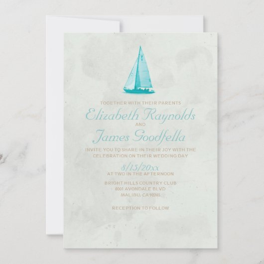Invitations de mariage pour les bateaux de campagn (Devant)
