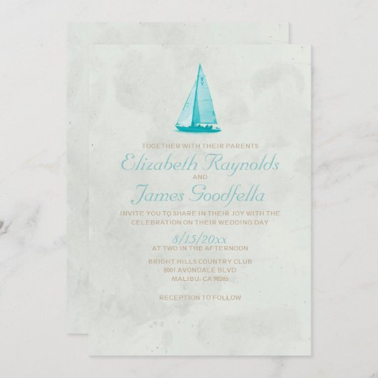 Invitations de mariage pour les bateaux de campagn (Devant / Derrière)