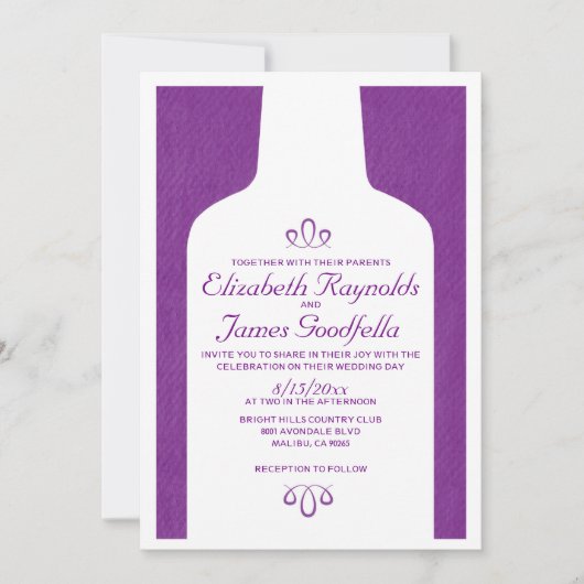 Invitations de mariage pour les bouteilles de vin (Devant)