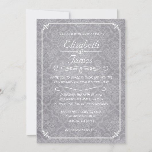 Invitations de mariage pour les damas blancs (Devant)