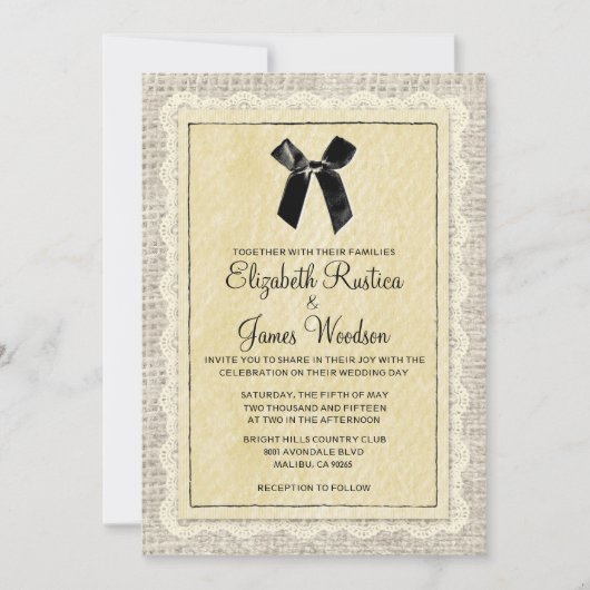 Invitations de mariage pour les Noirs et l'Or (Devant)