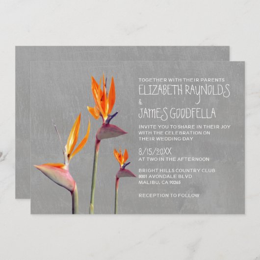 Invitations de mariage pour les oiseaux de paradis (Devant / Derrière)