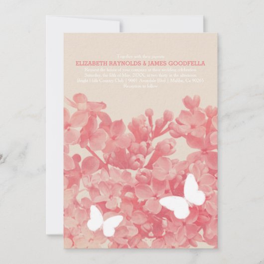 Invitations de mariage pour les papillons élégants (Devant)