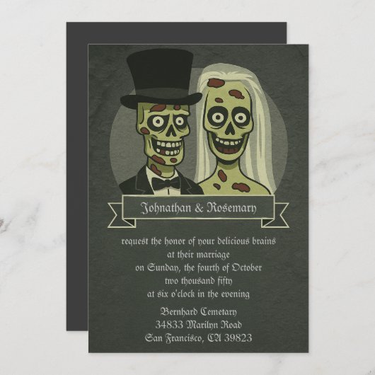 Invitations de mariage pour mariée et mariée de zo (Devant / Derrière)
