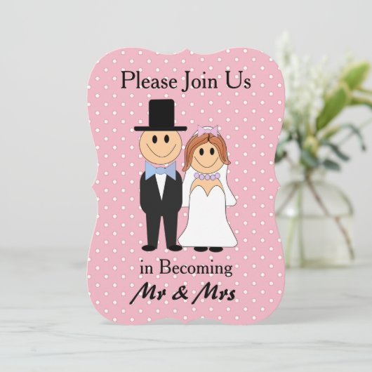 Invitations de mariage pour mariée et mariée rose (Debout devant)