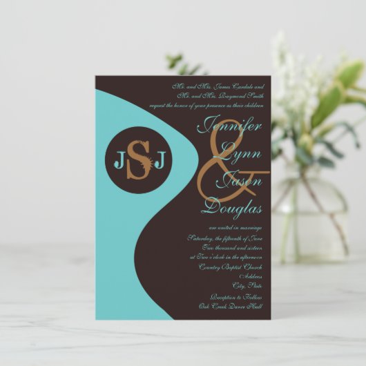 Invitations de mariage pour monogrammes de pays Br (Debout devant)