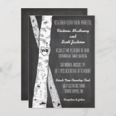 Invitations de mariage pour oiseaux en tableau noi (Devant / Derrière)