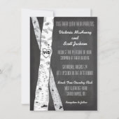 Invitations de mariage pour oiseaux en tableau noi (Devant)