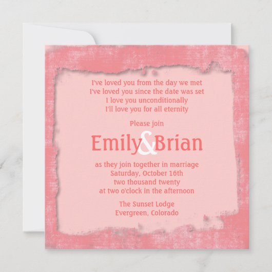 Invitations de mariage pour peinture blanche rose (Devant)