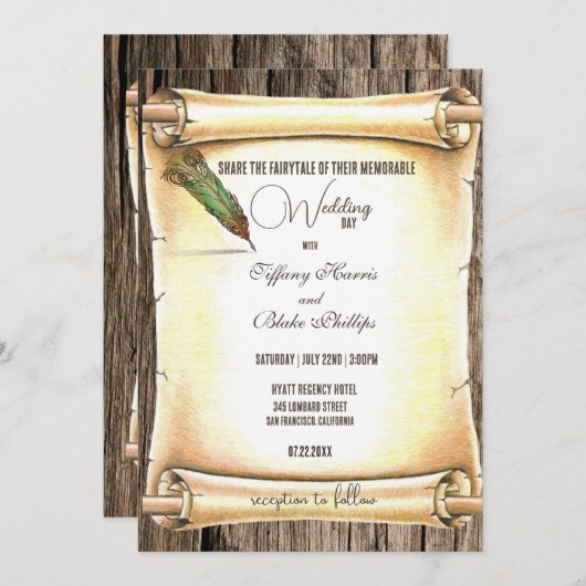 Invitations de mariage pour stylo à rouleaux et pl (Devant / Derrière)