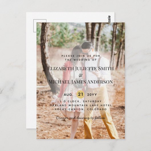 Invitations de mariage pour superposition de photo (Devant / Derrière)